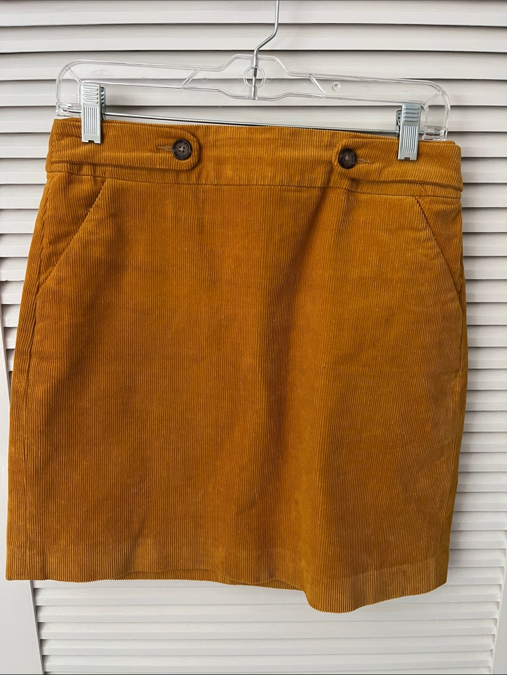 Banana Republic Golden Mustard Cord Mini Skirt with Button Detail